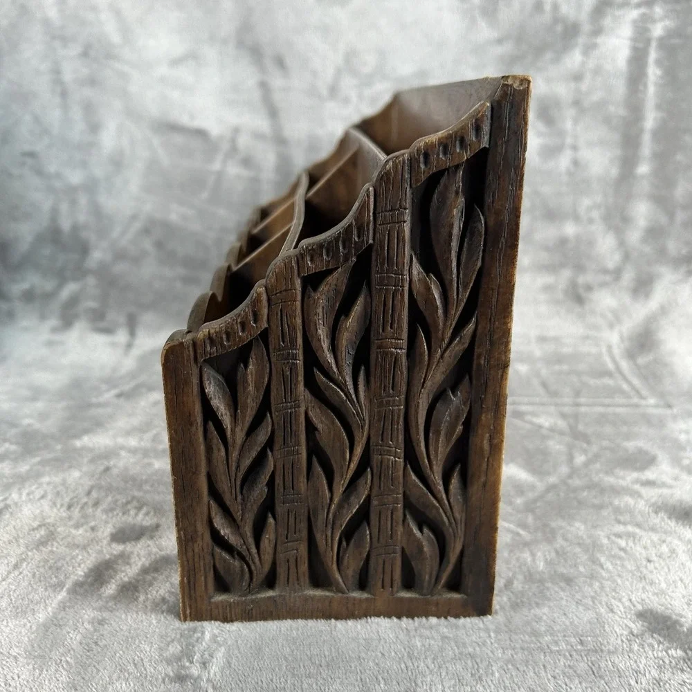 Vintage Lerner Faux-Wood‎ Letter Holder Desk Top Organizer Boho Chic Cottagecore